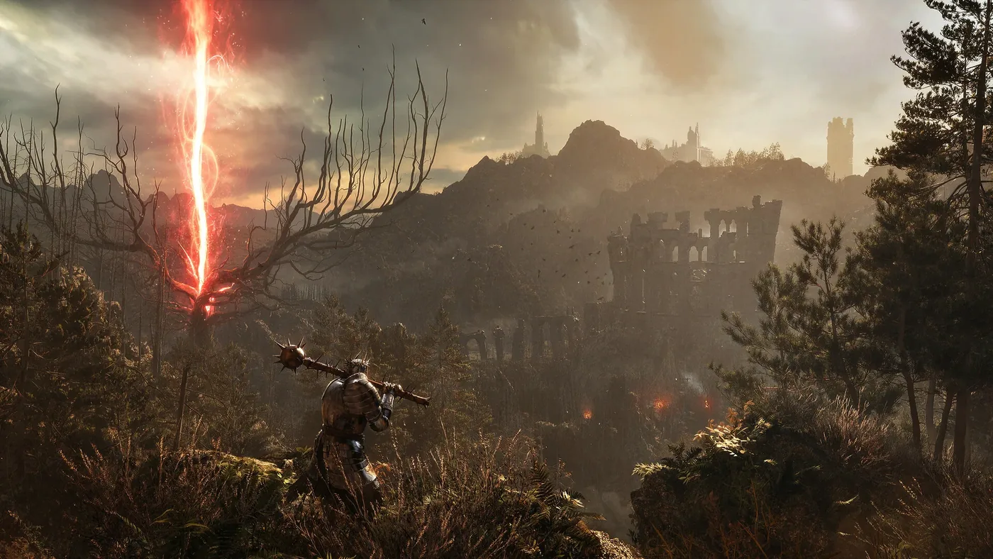 Lords of the Fallen — свечение умбральной лампы в тёмной локации